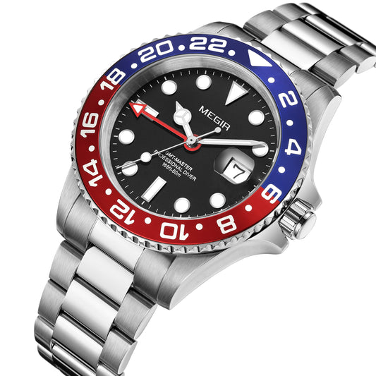 Megir Ceramic GMT Sapphire Red/Blue